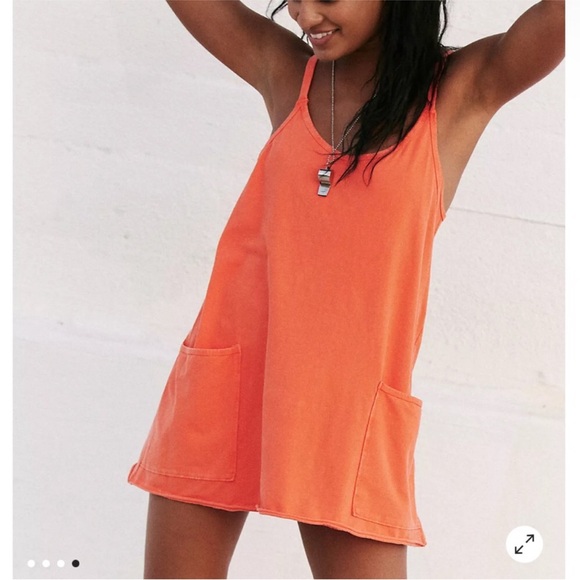 Free People Hot Shot Mini Dress With Pockets In Cherry Tomato. NWT! Sz M, XL - Picture 3 of 14